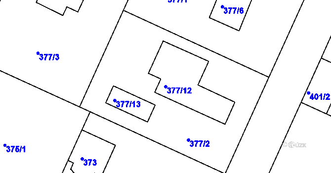 Parcela st. 377/12 v KÚ Klánovice, Katastrální mapa