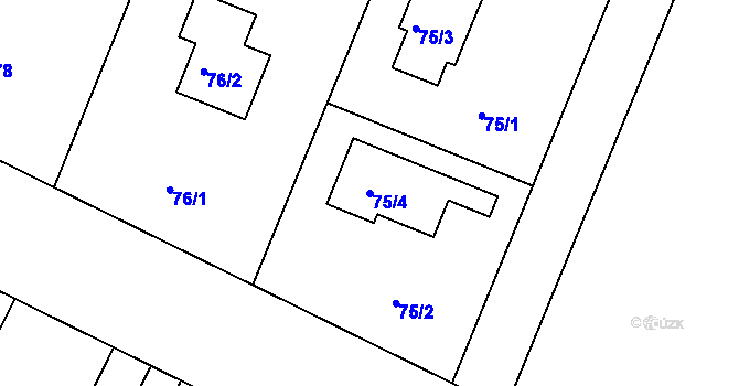 Parcela st. 75/4 v KÚ Klánovice, Katastrální mapa