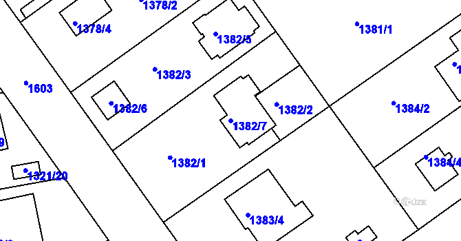 Parcela st. 1382/7 v KÚ Klánovice, Katastrální mapa