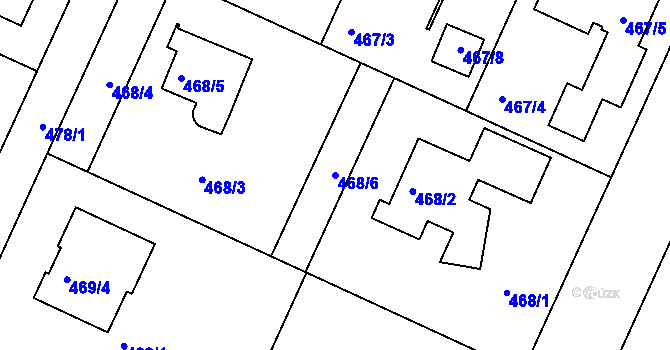 Parcela st. 468/6 v KÚ Klánovice, Katastrální mapa
