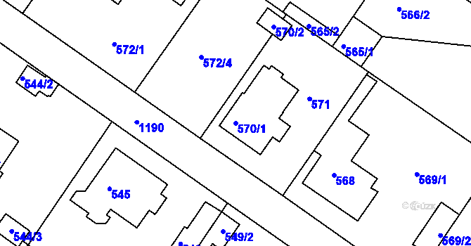 Parcela st. 570/1 v KÚ Klánovice, Katastrální mapa