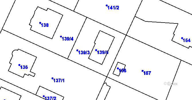 Parcela st. 139/5 v KÚ Klánovice, Katastrální mapa