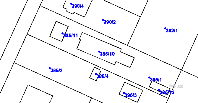 Parcela st. 385/10 v KÚ Klánovice, Katastrální mapa