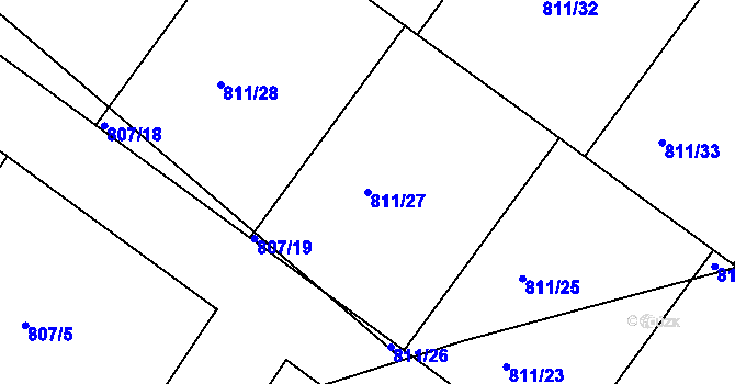 Parcela st. 811/27 v KÚ Klánovice, Katastrální mapa