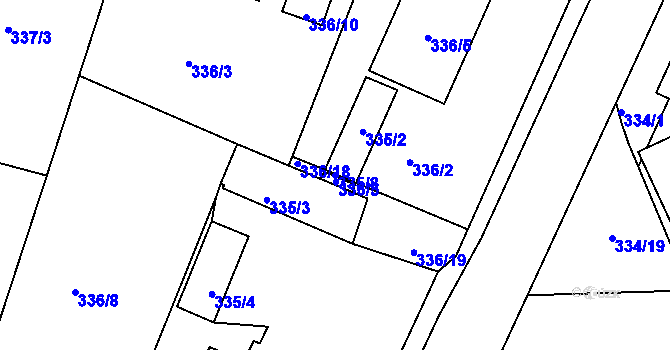 Parcela st. 335/8 v KÚ Klánovice, Katastrální mapa