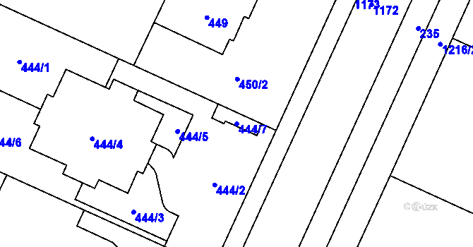 Parcela st. 444/7 v KÚ Klánovice, Katastrální mapa