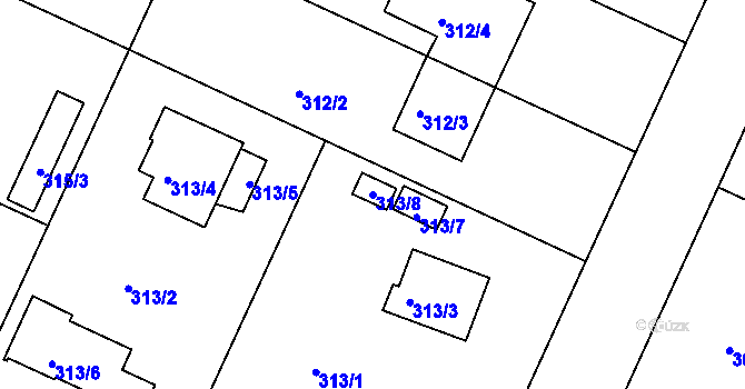 Parcela st. 313/8 v KÚ Klánovice, Katastrální mapa