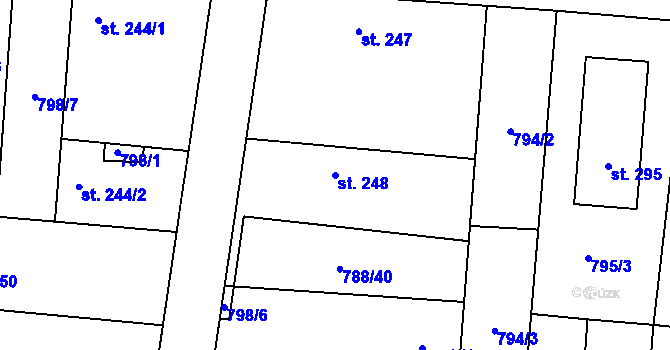 Parcela st. 248 v KÚ Klapý, Katastrální mapa