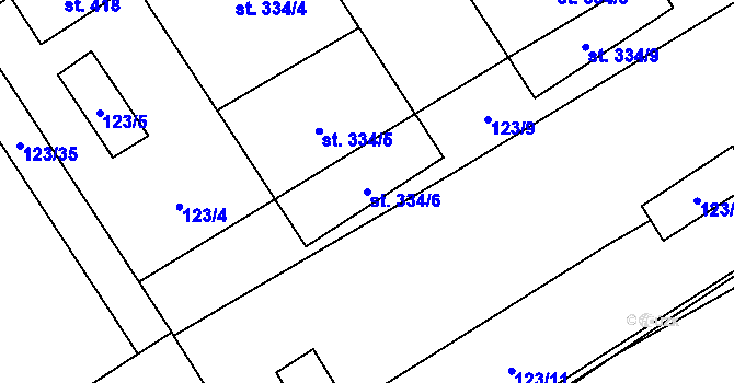 Parcela st. 334/6 v KÚ Klapý, Katastrální mapa