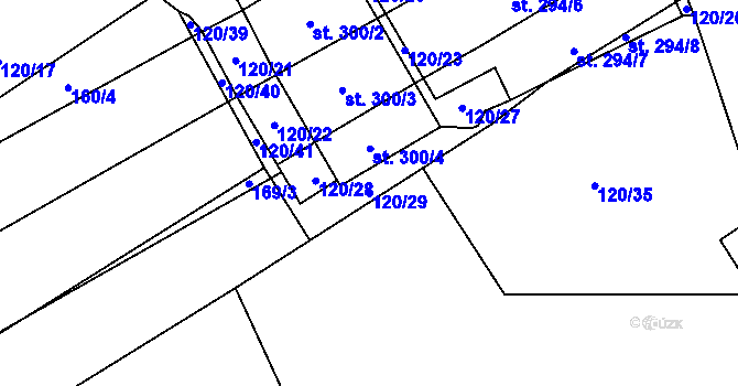 Parcela st. 120/29 v KÚ Klapý, Katastrální mapa
