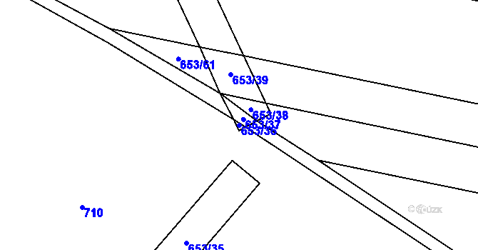 Parcela st. 653/36 v KÚ Klapý, Katastrální mapa