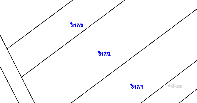Parcela st. 317/2 v KÚ Klapý, Katastrální mapa