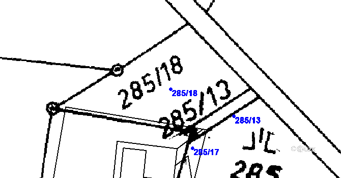 Parcela st. 285/18 v KÚ Klášter, Katastrální mapa