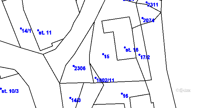 Parcela st. 15 v KÚ Konrac, Katastrální mapa