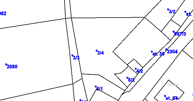 Parcela st. 3/4 v KÚ Konrac, Katastrální mapa