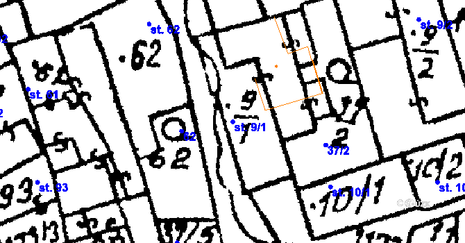 Parcela st. 9/1 v KÚ Klášter u Nepomuka, Katastrální mapa