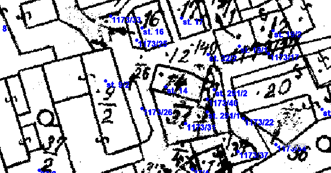 Parcela st. 14 v KÚ Klášter u Nepomuka, Katastrální mapa