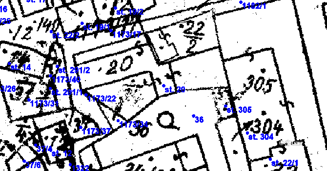 Parcela st. 20 v KÚ Klášter u Nepomuka, Katastrální mapa