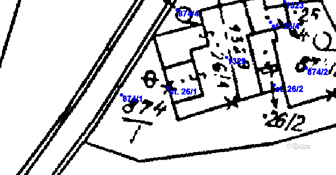 Parcela st. 26/1 v KÚ Klášter u Nepomuka, Katastrální mapa