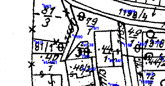 Parcela st. 38 v KÚ Klášter u Nepomuka, Katastrální mapa