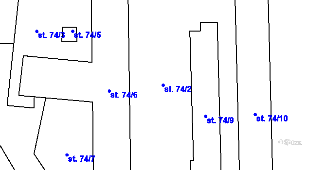 Parcela st. 74/2 v KÚ Klášter u Nepomuka, Katastrální mapa