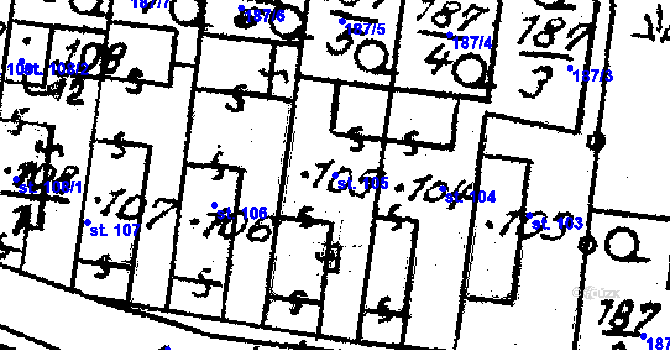 Parcela st. 105 v KÚ Klášter u Nepomuka, Katastrální mapa