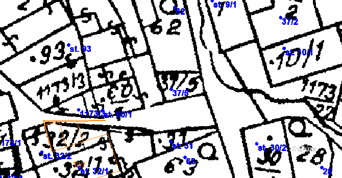Parcela st. 37/5 v KÚ Klášter u Nepomuka, Katastrální mapa