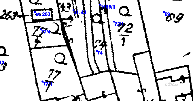 Parcela st. 74 v KÚ Klášter u Nepomuka, Katastrální mapa