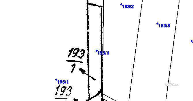 Parcela st. 193/1 v KÚ Klášter u Nepomuka, Katastrální mapa