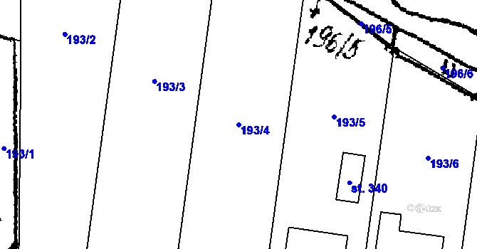 Parcela st. 193/4 v KÚ Klášter u Nepomuka, Katastrální mapa