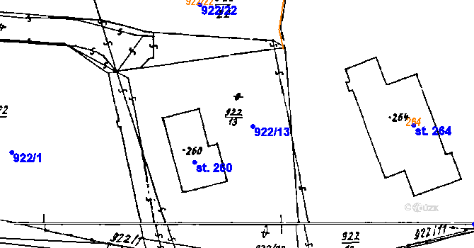 Parcela st. 922/13 v KÚ Klášter u Nepomuka, Katastrální mapa