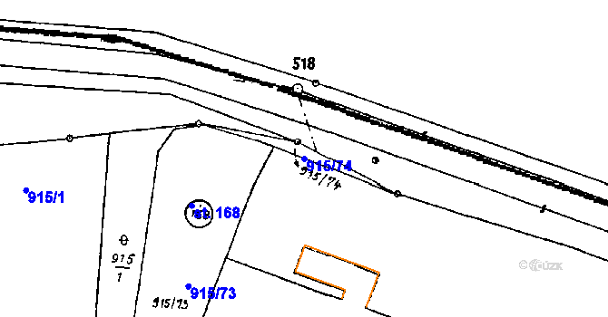Parcela st. 915/74 v KÚ Klášter u Nepomuka, Katastrální mapa