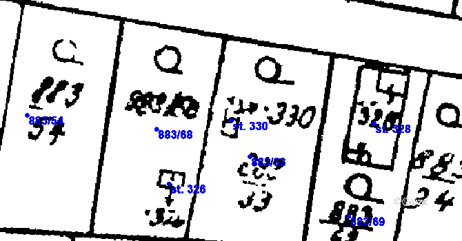 Parcela st. 330 v KÚ Klášter u Nepomuka, Katastrální mapa