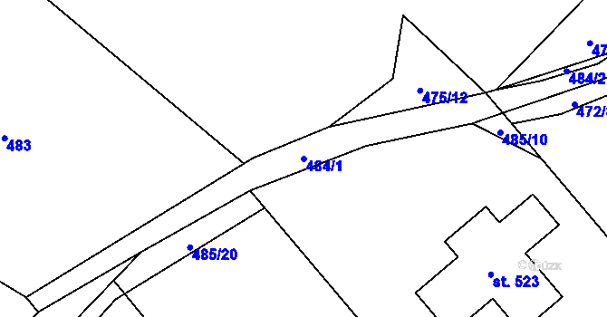 Parcela st. 484/1 v KÚ Klášter Hradiště nad Jizerou, Katastrální mapa