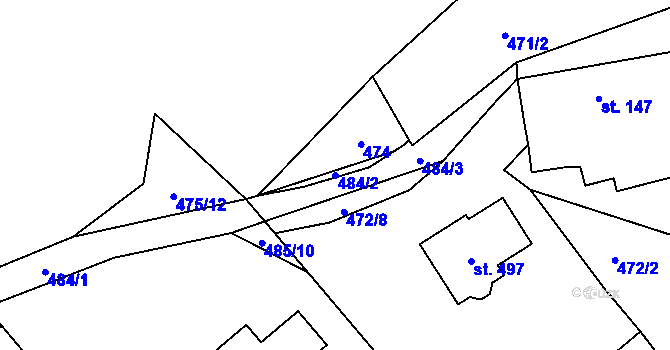 Parcela st. 484/2 v KÚ Klášter Hradiště nad Jizerou, Katastrální mapa