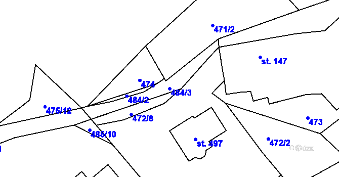 Parcela st. 484/3 v KÚ Klášter Hradiště nad Jizerou, Katastrální mapa