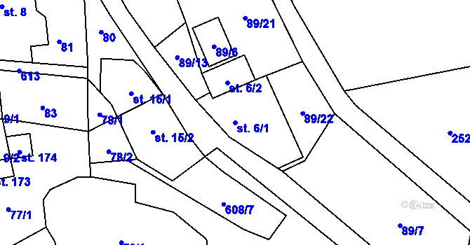Parcela st. 6/1 v KÚ Klášter Hradiště nad Jizerou, Katastrální mapa