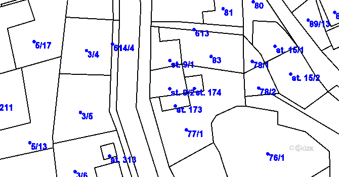 Parcela st. 9/2 v KÚ Klášter Hradiště nad Jizerou, Katastrální mapa