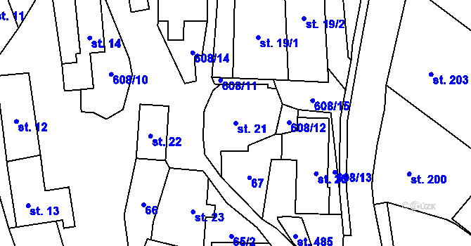 Parcela st. 21 v KÚ Klášter Hradiště nad Jizerou, Katastrální mapa