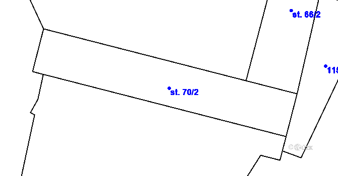 Parcela st. 70/2 v KÚ Klášter Hradiště nad Jizerou, Katastrální mapa