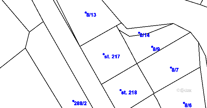 Parcela st. 217 v KÚ Klášter Hradiště nad Jizerou, Katastrální mapa