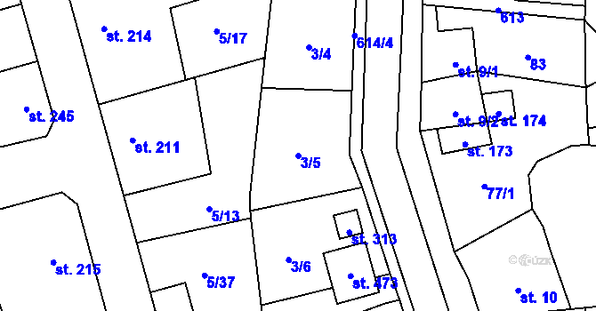 Parcela st. 3/5 v KÚ Klášter Hradiště nad Jizerou, Katastrální mapa