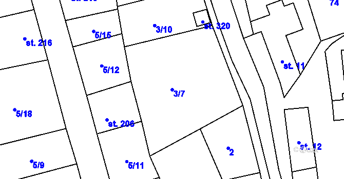 Parcela st. 3/7 v KÚ Klášter Hradiště nad Jizerou, Katastrální mapa