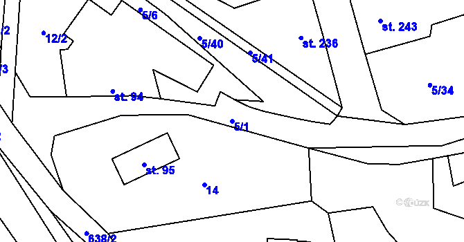 Parcela st. 5/1 v KÚ Klášter Hradiště nad Jizerou, Katastrální mapa