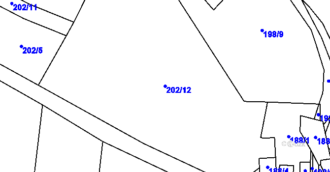 Parcela st. 202/12 v KÚ Klášter Hradiště nad Jizerou, Katastrální mapa