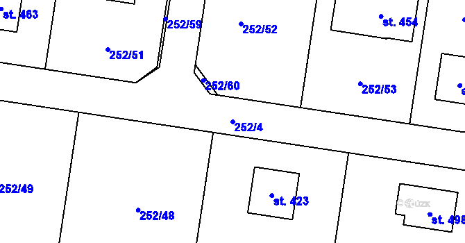 Parcela st. 252/4 v KÚ Klášter Hradiště nad Jizerou, Katastrální mapa