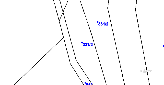 Parcela st. 331/3 v KÚ Klášter Hradiště nad Jizerou, Katastrální mapa