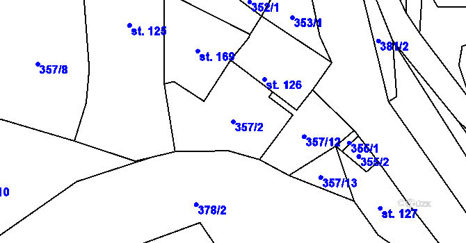 Parcela st. 357/2 v KÚ Klášter Hradiště nad Jizerou, Katastrální mapa