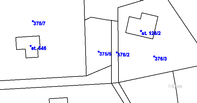 Parcela st. 375/5 v KÚ Klášter Hradiště nad Jizerou, Katastrální mapa