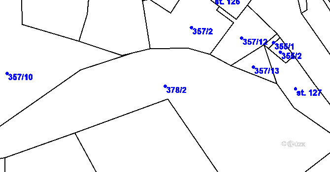 Parcela st. 378/2 v KÚ Klášter Hradiště nad Jizerou, Katastrální mapa
